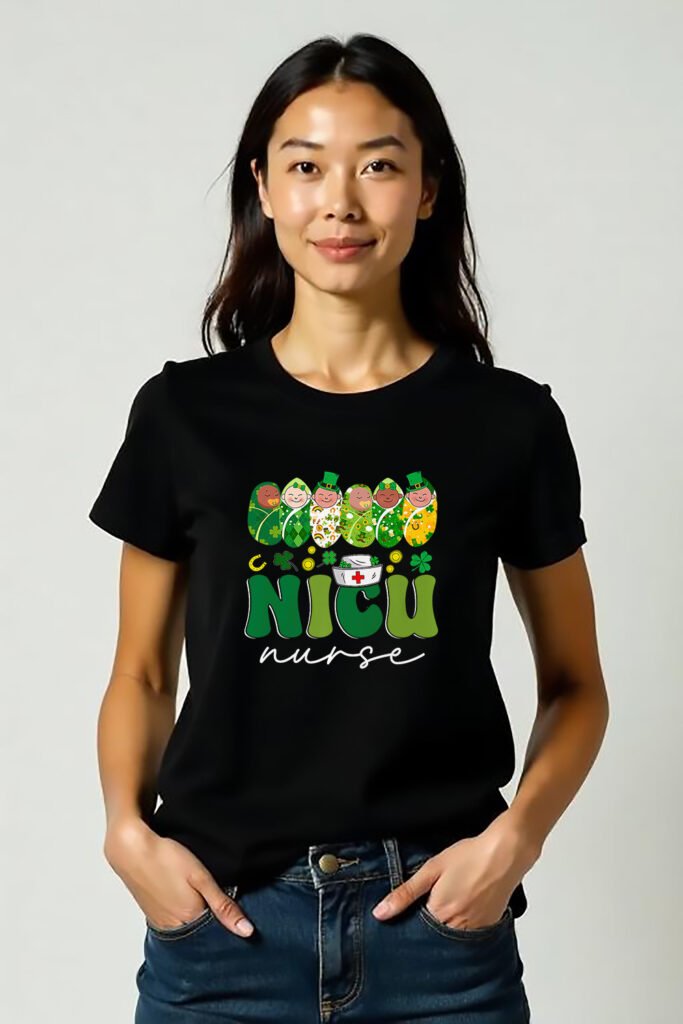 St. Patrick’s NICU Shirt with Shamrock Swaddled Babies