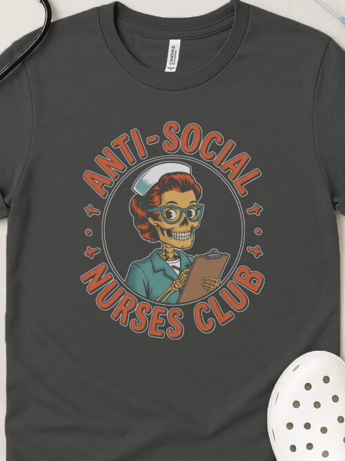 Anti-Social Nurses Club Retro Skeleton T-Shirt
