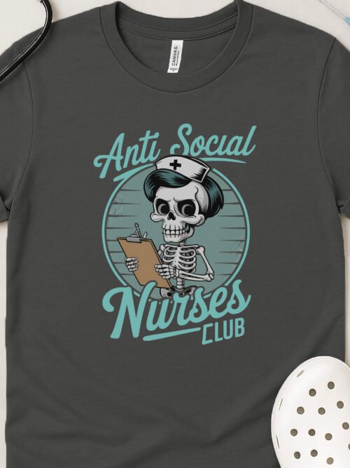 Anti-Social Nurses Club Vintage Skull T-Shirt
