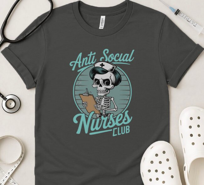 Anti-Social Nurses Club Vintage Skull T-Shirt