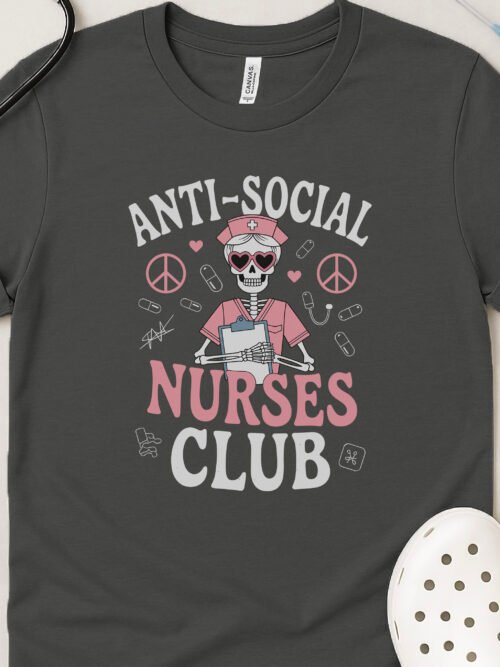 Anti-Social Nurses Club Peace & Love Skeleton T-Shirt