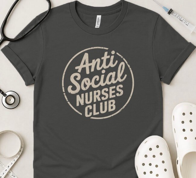 Anti Social Nurses Club Tee – Minimalist Bold Circle Design for Low-Key Healthcare Heroes - Image 2