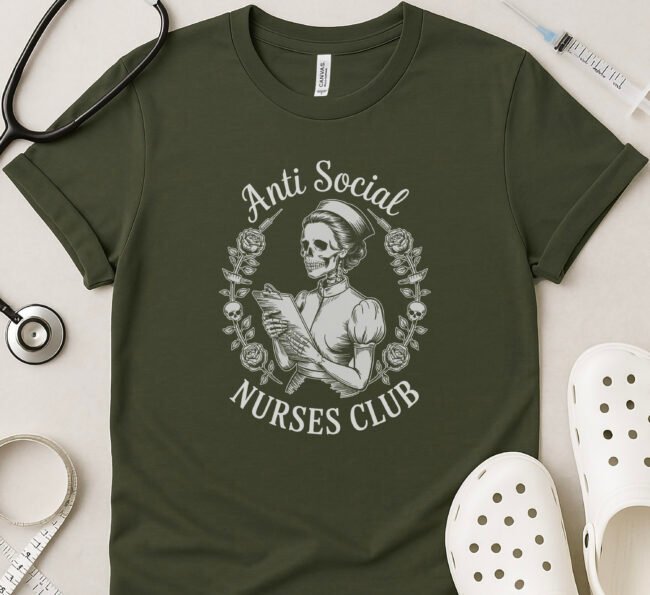 Anti-Social Nurses Club Floral Skeleton T-Shirt - Image 5