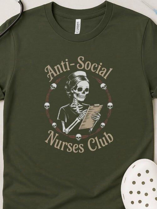 Anti-Social Nurses Club Skull Wreath T-Shirt