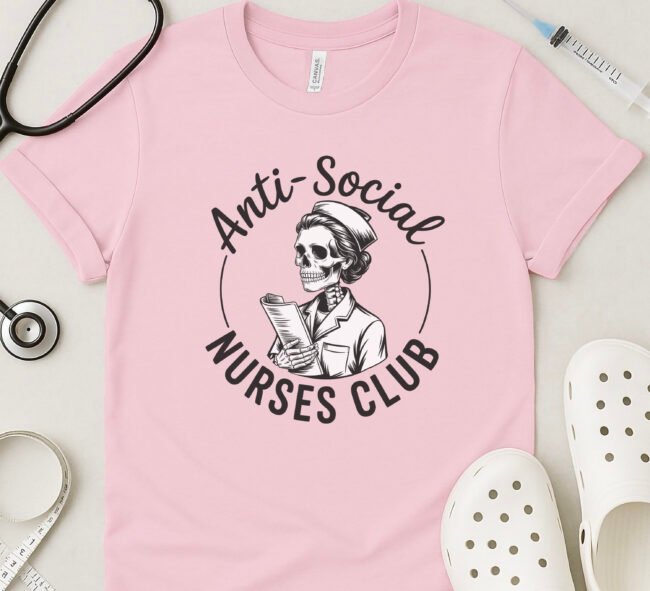 Anti-Social Nurses Club Skeleton T-Shirt - Image 6
