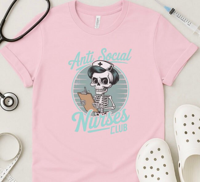 Anti-Social Nurses Club Vintage Skull T-Shirt - Image 6