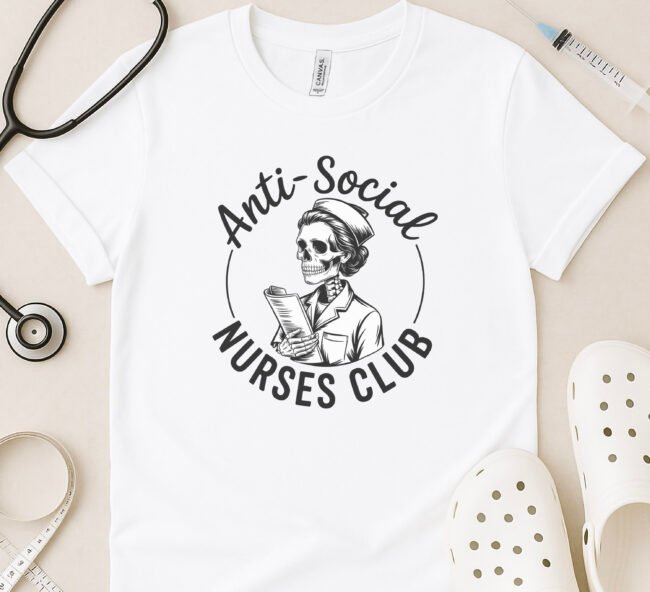 Anti-Social Nurses Club Skeleton T-Shirt