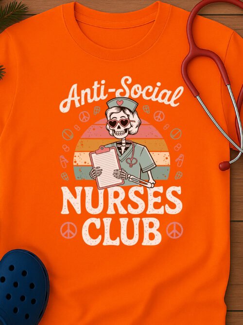 Anti-Social Nurses Club Retro Peace Skeleton T-Shirt