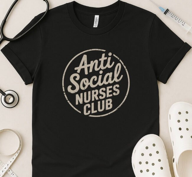 Anti Social Nurses Club Tee – Minimalist Bold Circle Design for Low-Key Healthcare Heroes - Image 3