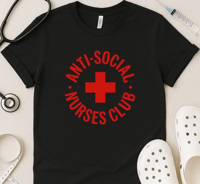 Anti-Social Nurses Club Cross T-Shirt - Image 5