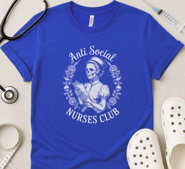 Anti-Social Nurses Club Floral Skeleton T-Shirt - Image 3