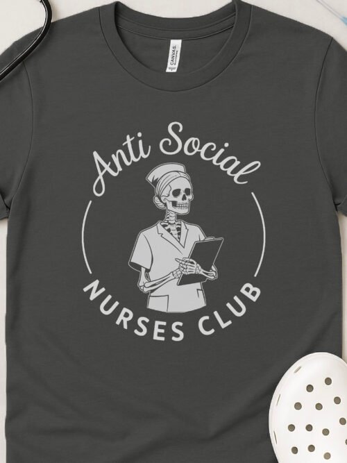 Anti-Social Nurses Club Floral Skeleton T-Shirt