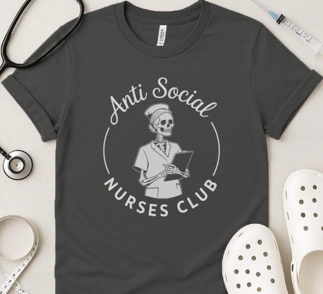 Anti-Social Nurses Club Floral Skeleton T-Shirt